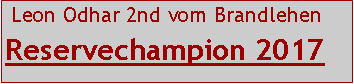 Textfeld:  Leon Odhar 2nd vom BrandlehenReservechampion 2017